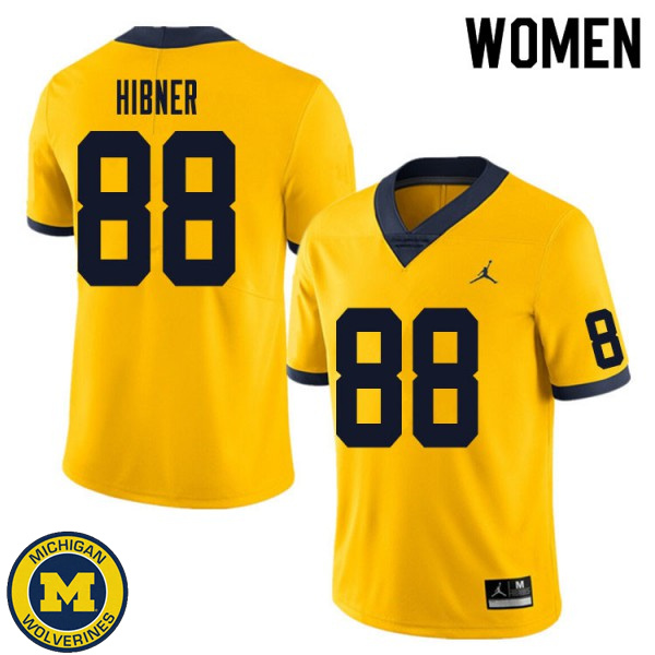 Women's Michigan Wolverines #88 Matthew Hibner Yellow University Jersey